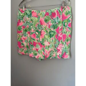 Lilly Pulitzer Women's  16 Raz Berry Catty Shack Cassia Skirt Short Pink Green